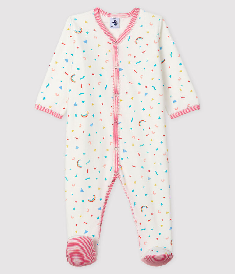 Pelele de terciopelo con estampado de confetis para beb&eacute; ni&ntilde;a blanco/multicolor