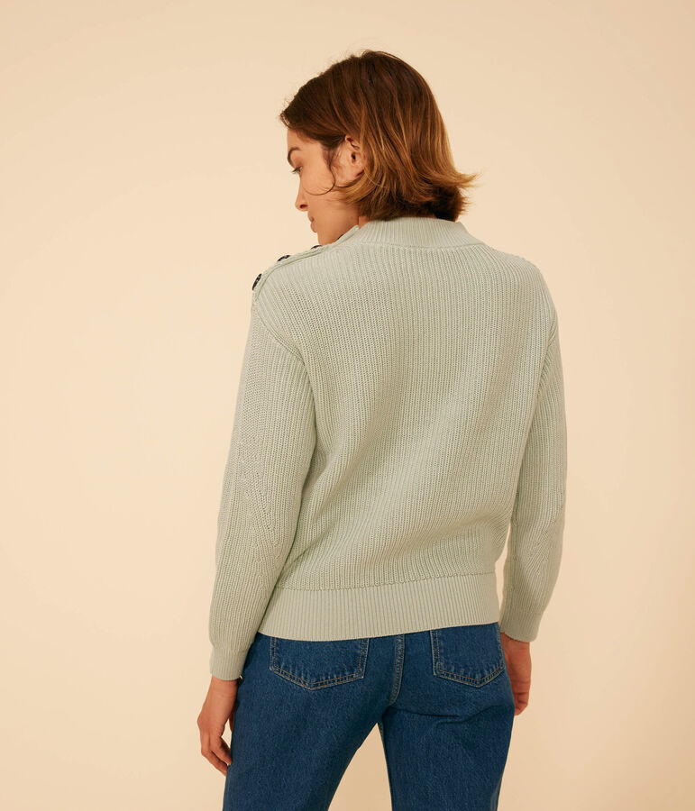 Jersey de punto ingl&eacute;s de algod&oacute;n para mujer verde