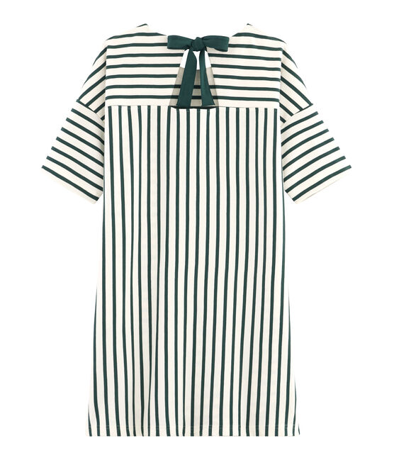 Vestido de manga corta para mujer beige COQUILLE/verde SOUSBOIS