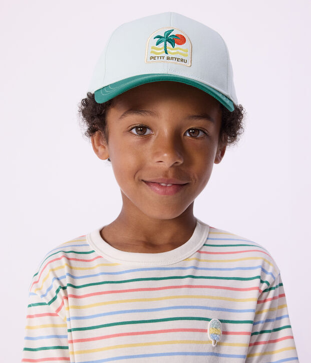 Sombrero infantil de algod&oacute;n azul/multicolor