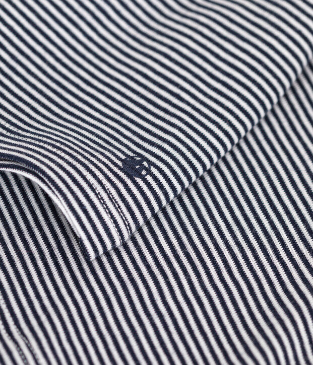 Blusa de algod&oacute;n con cuello para beb&eacute; azul/blanco