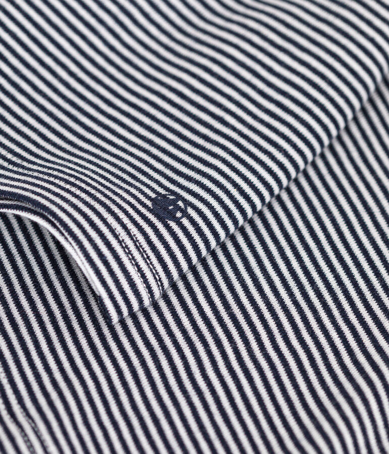 Blusa de algod&oacute;n con cuello para beb&eacute; azul/blanco