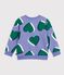 Sudadera infantil de algod&oacute;n con estampado de corazones violeta/multicolor