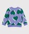 Sudadera infantil de algod&oacute;n con estampado de corazones violeta/multicolor