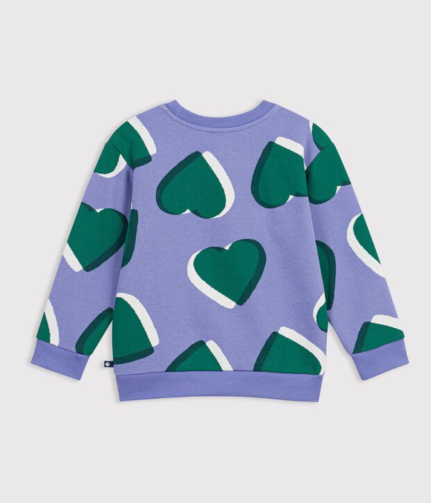 Sudadera infantil de algod&oacute;n con estampado de corazones violeta/multicolor