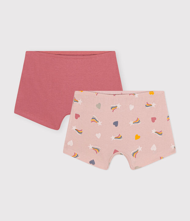 Juego de 2 culottes infantiles de algod&oacute;n con coraz&oacute;n multicolor