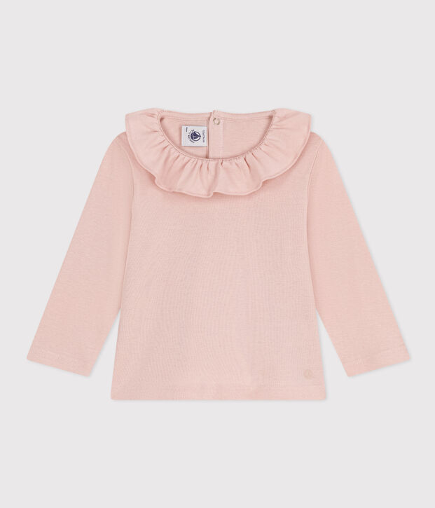 Blusa de algod&oacute;n de manga larga para beb&eacute; rosa