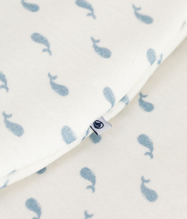 Saco de terciopelo para beb&eacute; con estampado de ballenas TOG 3 blanco/azul