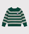 Jersey infantil de lana y algodón a rayas verde WILLOW/ AVALANCHE