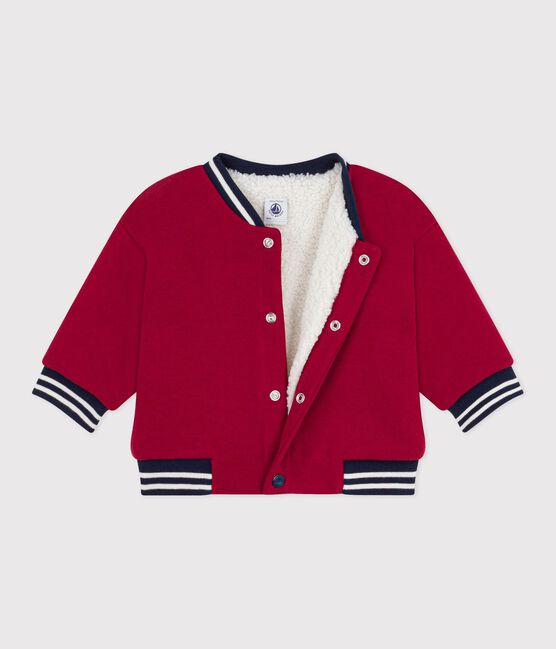 Chaqueta teddy lisa de algodón y borreguito para bebé AMARANTE