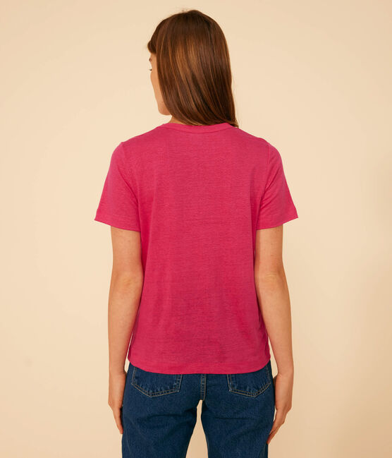 Camiseta, La Icónica de lino de mujer rosa DELHI
