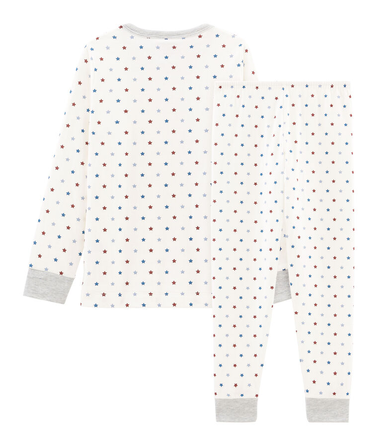 Pijama de tela t&uacute;bica para ni&ntilde;o blanco MARSHMALLOW/blanco MULTICO