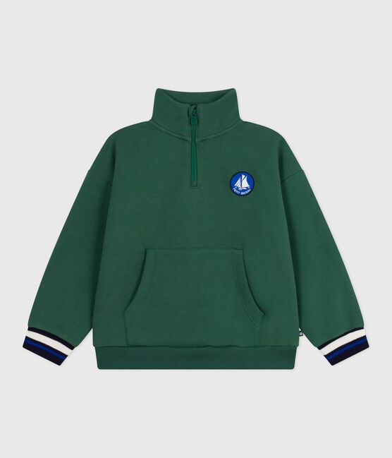 Sudadera infantil de algodón liso con cremallera en el cuello WILLOW