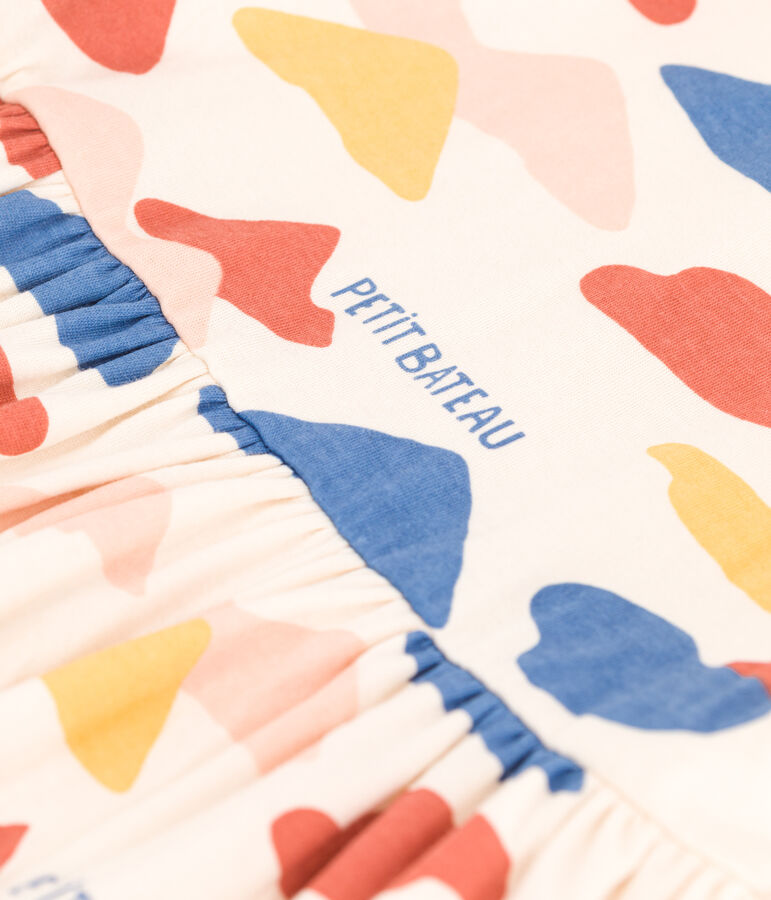 Vestido con estampado de manga larga de t&uacute;bico de ni&ntilde;a crudo/multicolor