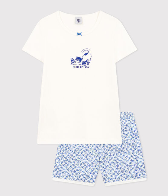 Pijama infantil corto de algodón azul MARSHMALLOW/ INCOGNITO
