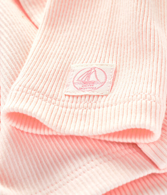 Rebeca de bebé de canalé 2x2 de algodón ecológico rosa FLEUR