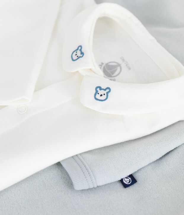 Conjunto de regalo de 2 piezas de terciopelo y body con oso bordado para beb&eacute; azul