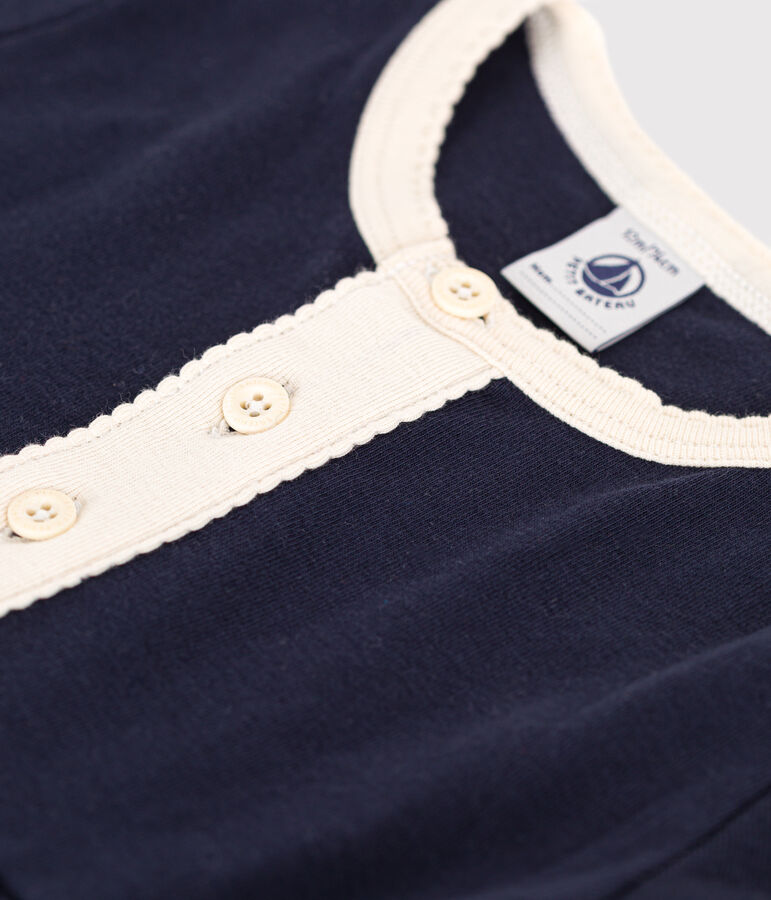 Vestido de algod&oacute;n de manga corta para beb&eacute; azul