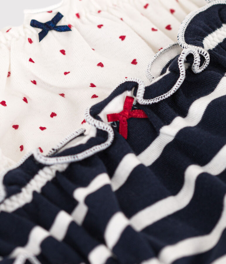 Juego de 2 braguitas de algod&oacute;n con coraz&oacute;n y rayas para mujer variante 1