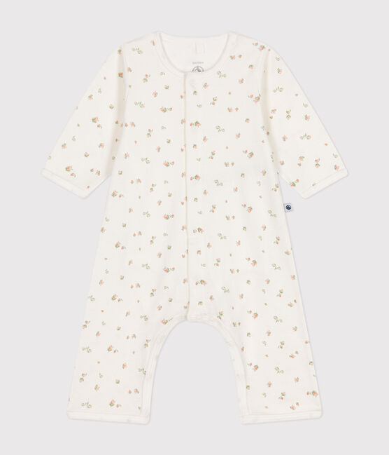 Bodyjama de algodón sin pies para bebé blanco MARSHMALLOW/blanco MULTICO