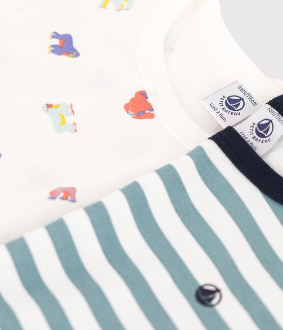 Juego de 2 pijamas, uno de gorilas y otro a rayas, de algodón de niño variante 1