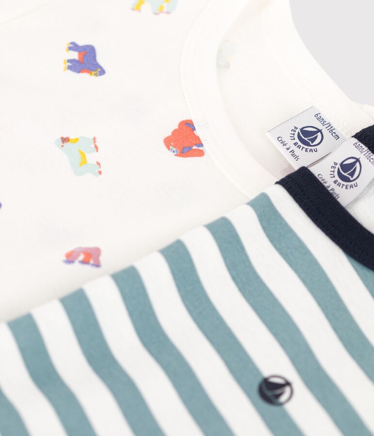 Juego de 2 pijamas, uno de gorilas y otro a rayas, de algod&oacute;n de ni&ntilde;o multicolor