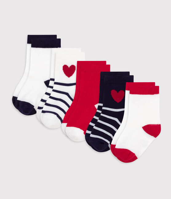 5 pares de calcetines con rayas y corazones para bebé variante 1