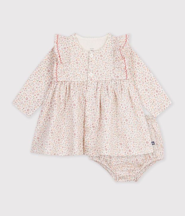 Vestido de algod&oacute;n con estampado de flores para beb&eacute; crudo/multicolor