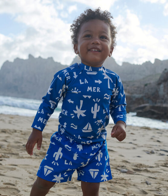 Bañador con estampado de playa para bebé azul PORCELANA/ MARSHMALLOW