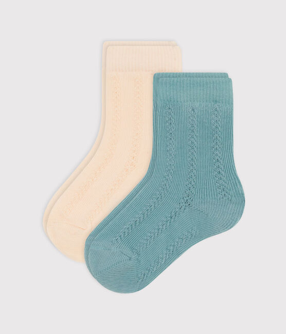 Juego de 2 pares de calcetines lisos de punto de algodón para bebé variante 1