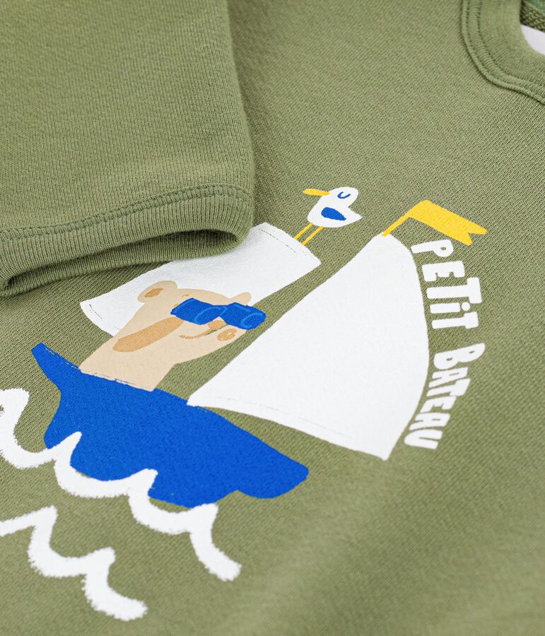 Sudadera con capucha de algod&oacute;n para beb&eacute; con estampados verde OLIVINE