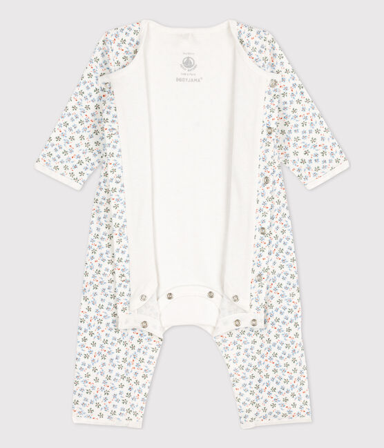 Bodyjama sin pies de algodón estampado para bebé blanco MARSHMALLOW/blanco MULTICO