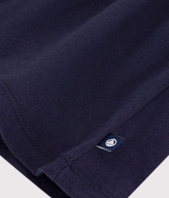 Vestido liso de algodón de manga corta con cuello marinero para bebé azul SMOKING