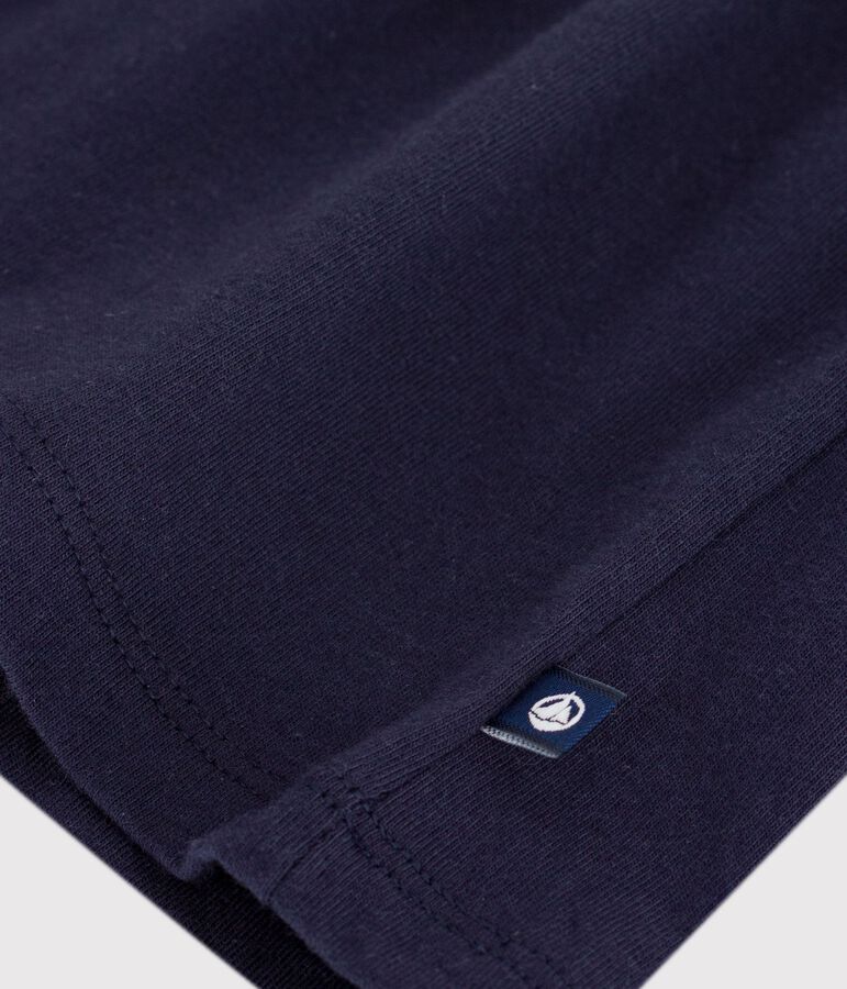 Vestido liso de algod&oacute;n de manga corta con cuello marinero para beb&eacute; azul