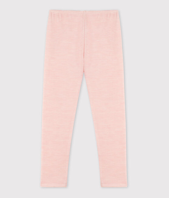 Leggings milrayas de lana y algodón para niña pequeña rosa CHARME/blanco MARSHMALLOW