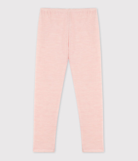 Leggings milrayas de lana y algodón para niña pequeña rosa CHARME/blanco MARSHMALLOW