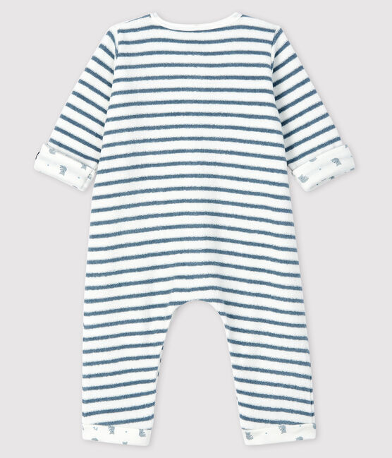 Mono largo de rayas de rizo de esponja para bebé blanco MARSHMALLOW/azul ASTRO