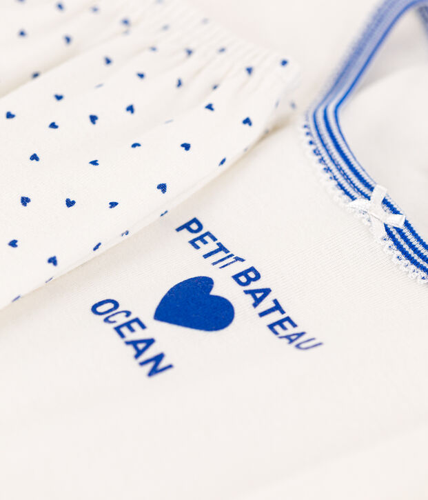 Pijama de algod&oacute;n para ni&ntilde;a blanco/azul