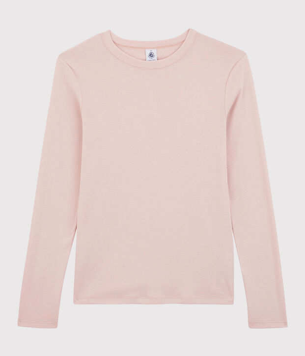 Camiseta de cuello redondo emblem&aacute;tica de algod&oacute;n de mujer rosa