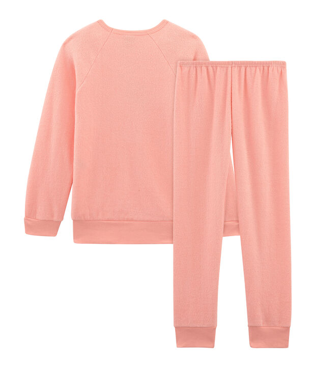 Pijama de rizo picado para ni&ntilde;a rosa
