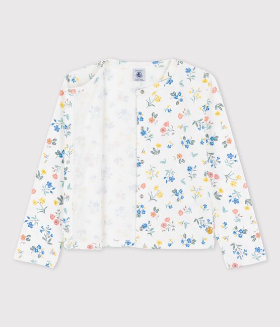 Cárdigan estampado de algodón de niña blanco MARSHMALLOW/blanco MULTICO