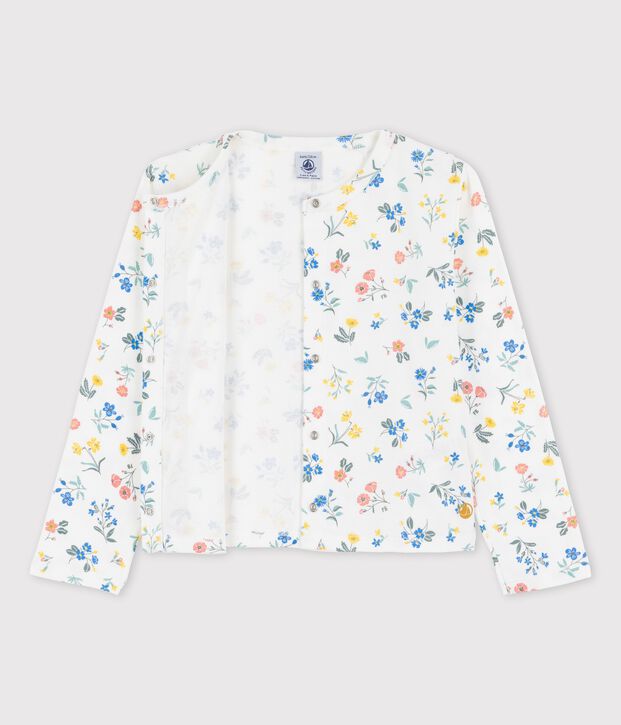 C&aacute;rdigan estampado de algod&oacute;n de ni&ntilde;a blanco/multicolor