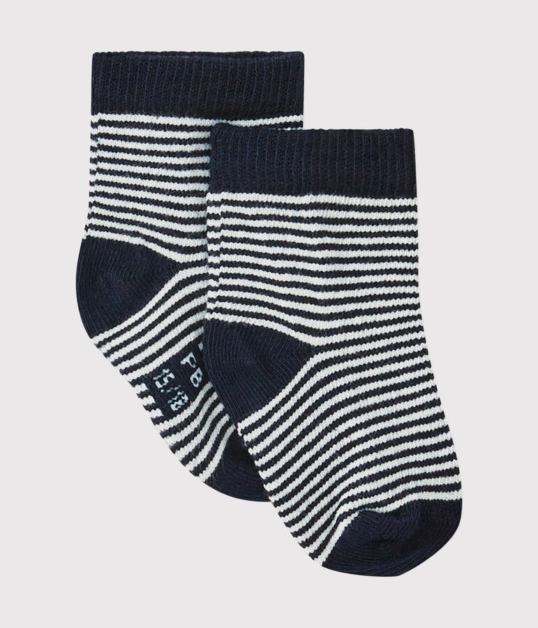 Calcetines milrayas para beb&eacute; unisex azul/blanco