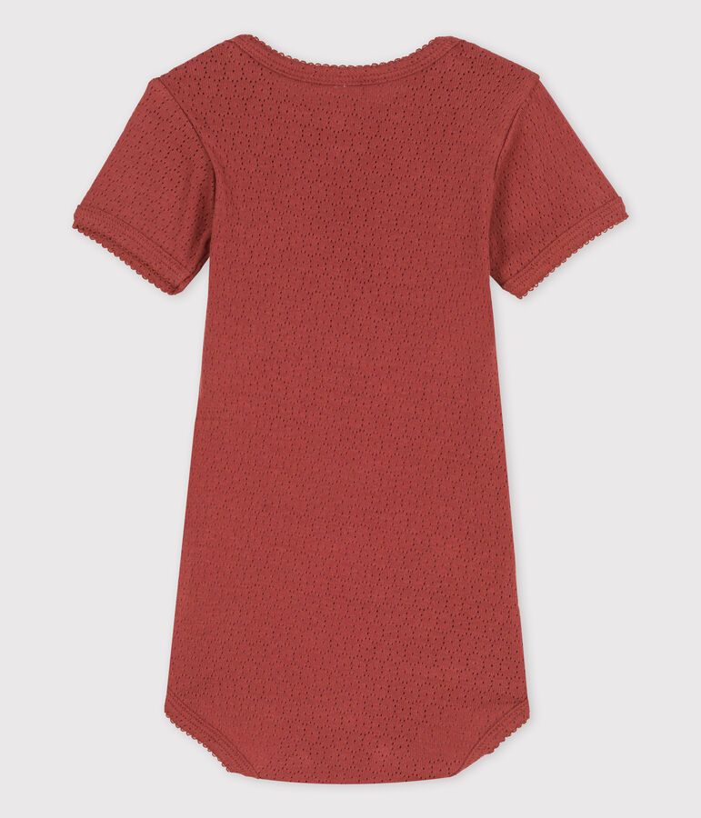 Body de punto calado de manga corta para beb&eacute; marron OMBRIE