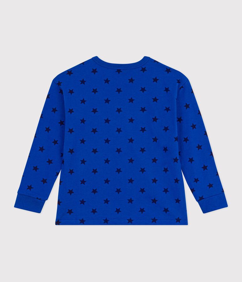 Camiseta infantil de algod&oacute;n de manga larga con estampado azul/azul