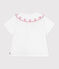 Blusa infantil de manga corta de popelina de algodón lisa blanco ECUME