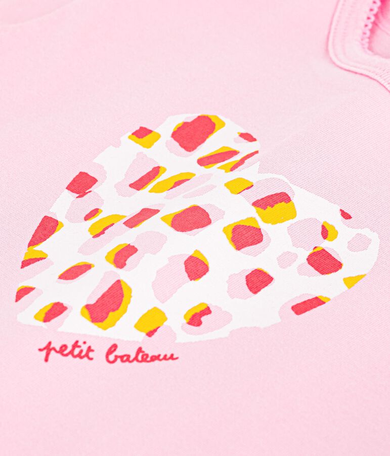 Camiseta de algod&oacute;n de manga corta con estampado de flor para beb&eacute; rosa