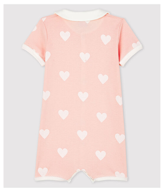 Mono corto rosa de corazones de bebé niña de algodón ecológico rosa MINOIS/blanco MARSHMALLOW