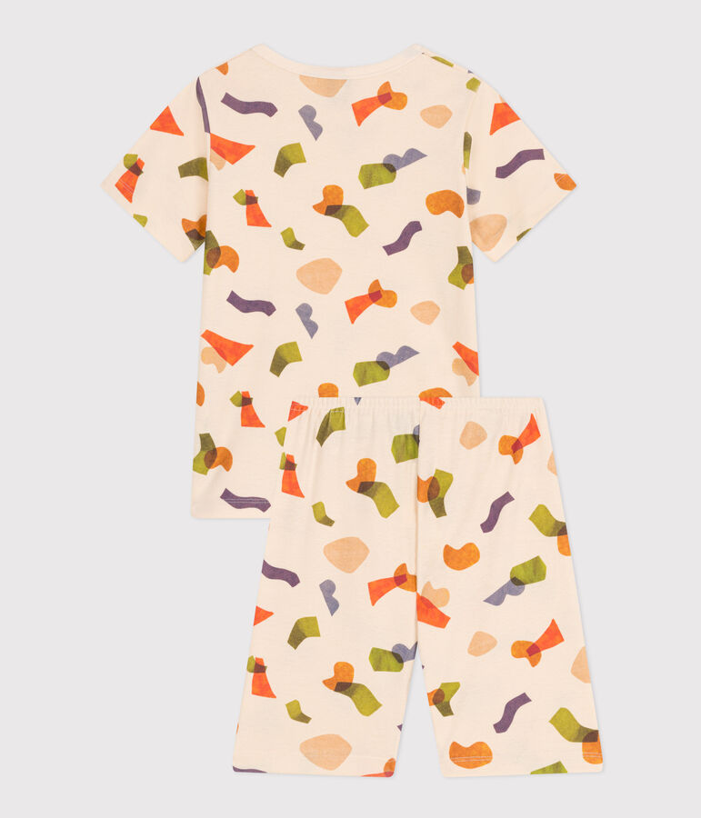 Pijama corto infantil de algod&oacute;n con estampado crudo/multicolor