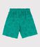 Bermudas cortas infantiles de algod&oacute;n liso con estampado verde